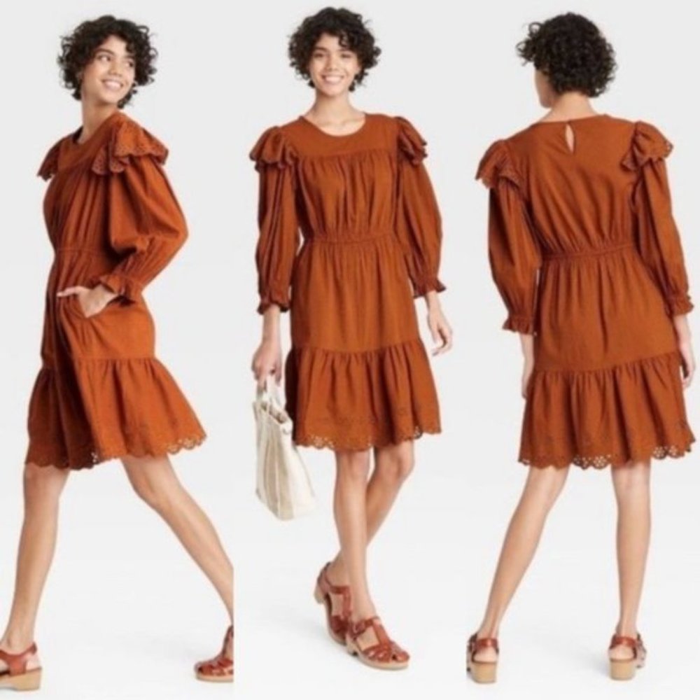 Universal Thread Long Sleeve Ruffle Dress M - Picture 8 of 8